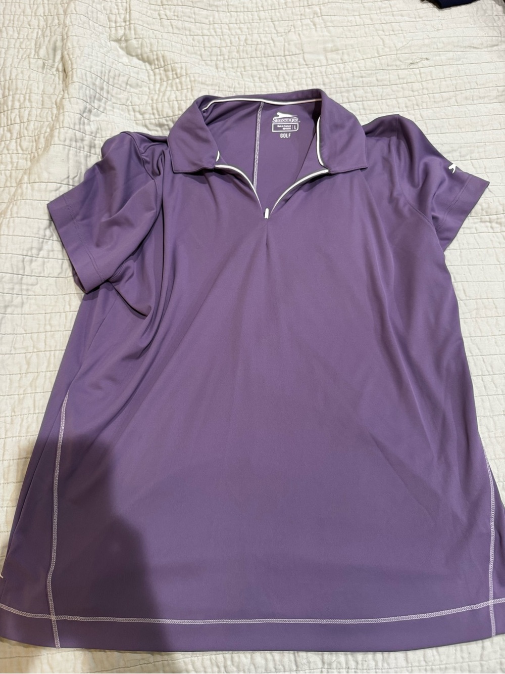 Slazenger Purple Short-Sleeve Zip Polo